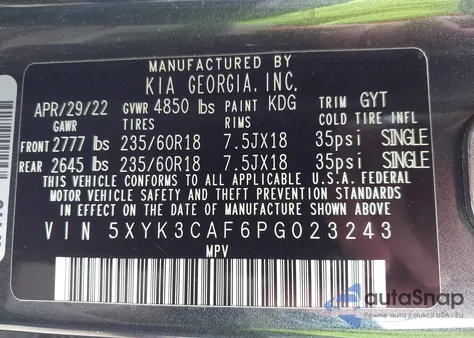 2023 Kia Sportage Ex из США, поврежденный, VIN 5XYK3CAF6PG023243